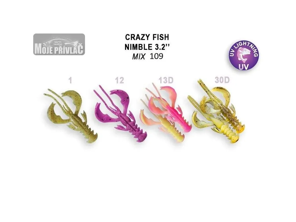 Aktuální Gumová nástraha Crazy Fish Nimble 5cm Floating Mix 109 (8ks)