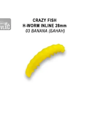 Akční Cena Gumová nástraha Crazy Fish Trout Baby H-Worm Inline MF Sinking 28mm 03 Banana - Kreveta (20ks)