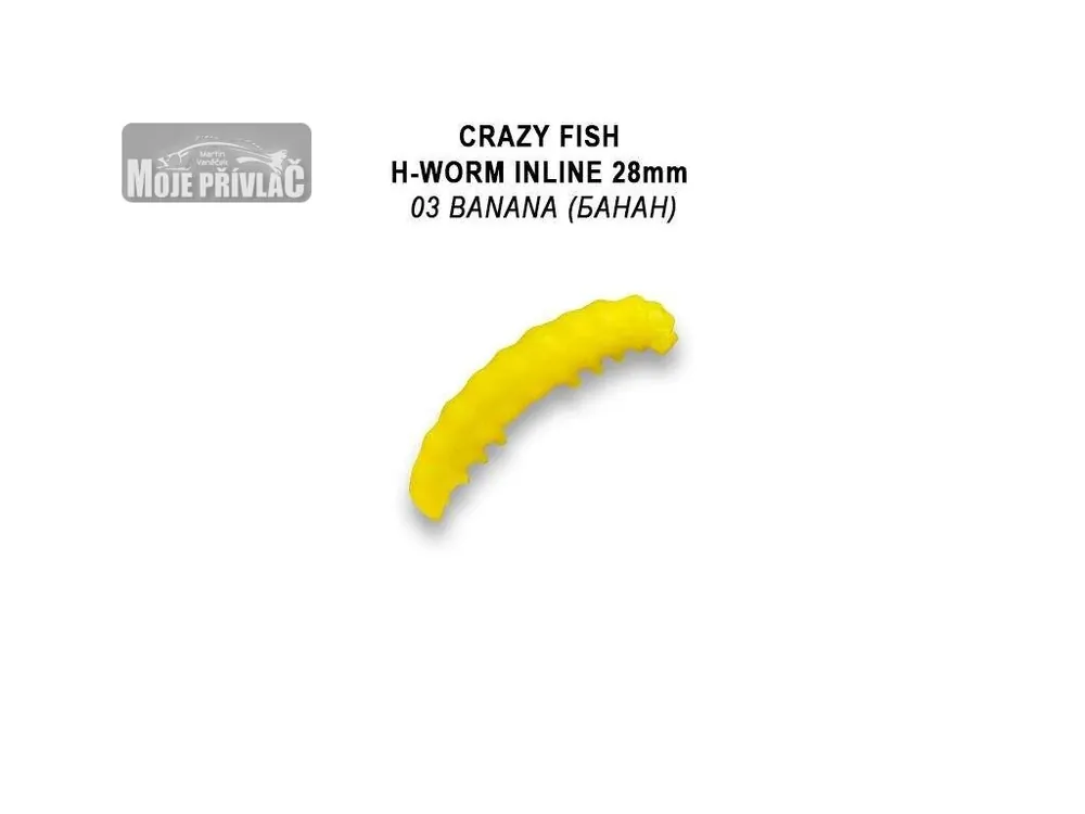 Akční Cena Gumová nástraha Crazy Fish Trout Baby H-Worm Inline MF Sinking 28mm 03 Banana - Kreveta (20ks)