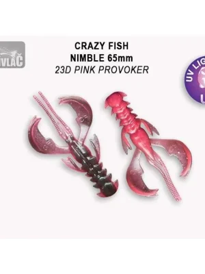 Akce Gumová nástraha Crazy Fish Nimble 6,5cm 23D Pink Provoker (7ks)