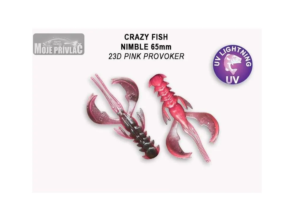Akce Gumová nástraha Crazy Fish Nimble 6,5cm 23D Pink Provoker (7ks)