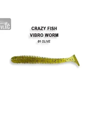 Aktuální Gumová nástraha Crazy Fish Vibro Worm 5cm 01 Olive (8ks)
