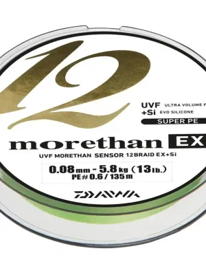 Akční Nabídka Daiwa Pletená šňůra MORETHAN 12 BRAID EX+SI -LG - 135m 0,16mm 14kg