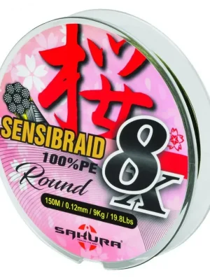 Akce Sakura Sensibraid 8 pletená šňůra - Green 150 M - 0.12 Mm / 9Kg / 19.8Lbs